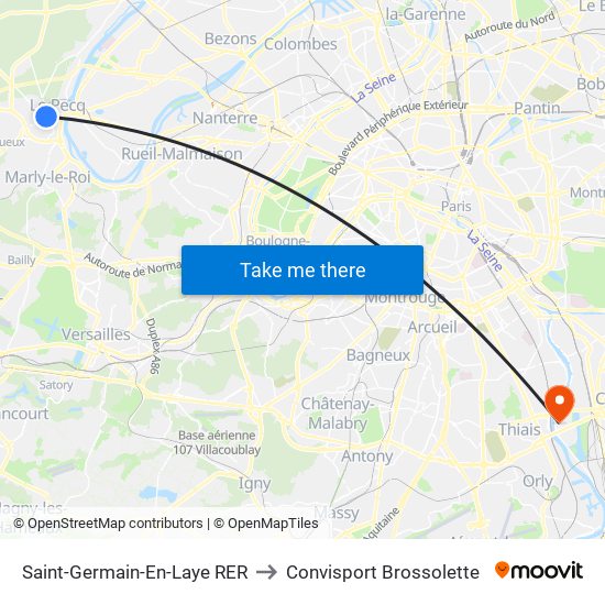 Saint-Germain-En-Laye RER to Convisport Brossolette map