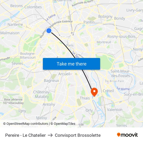 Pereire - Le Chatelier to Convisport Brossolette map