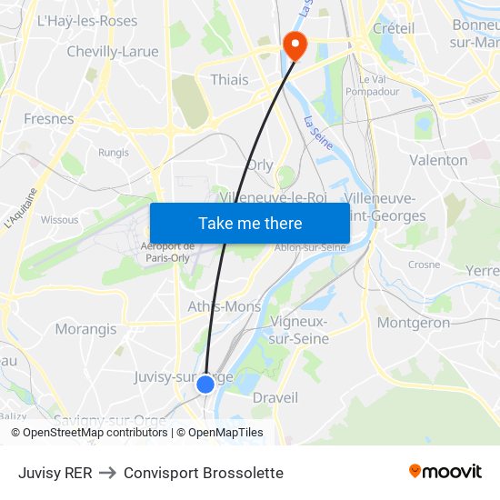 Juvisy RER to Convisport Brossolette map