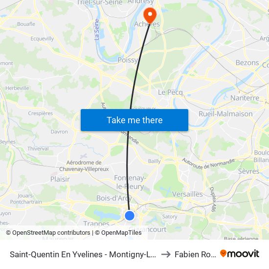 Saint-Quentin En Yvelines - Montigny-Le-Bretonneux to Fabien Rolland map
