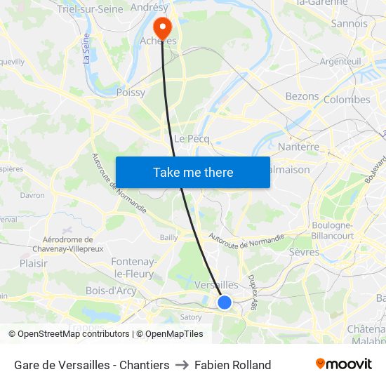 Gare de Versailles - Chantiers to Fabien Rolland map