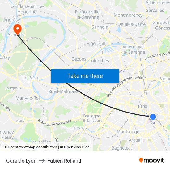 Gare de Lyon to Fabien Rolland map