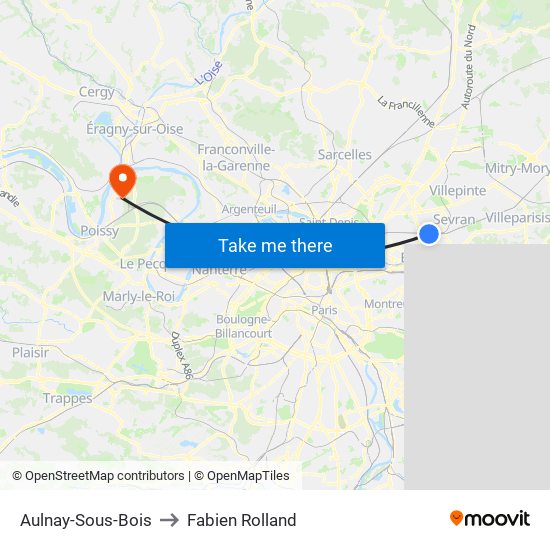 Aulnay-Sous-Bois to Fabien Rolland map