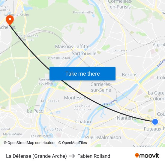 La Défense (Grande Arche) to Fabien Rolland map