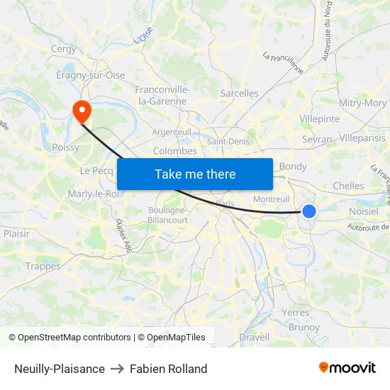 Neuilly-Plaisance to Fabien Rolland map