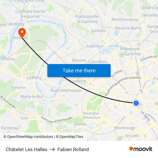 Châtelet Les Halles to Fabien Rolland map