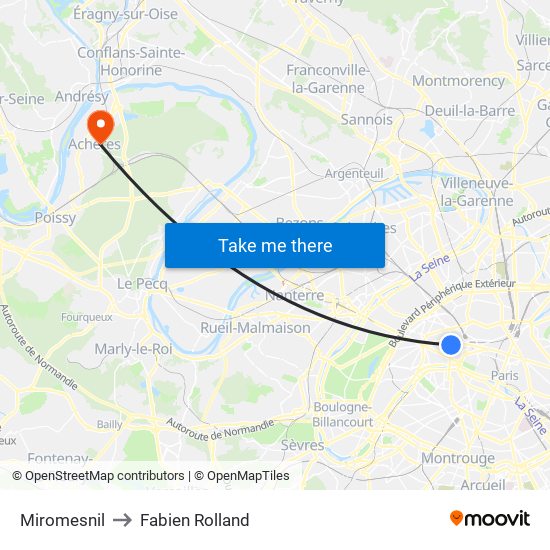 Miromesnil to Fabien Rolland map