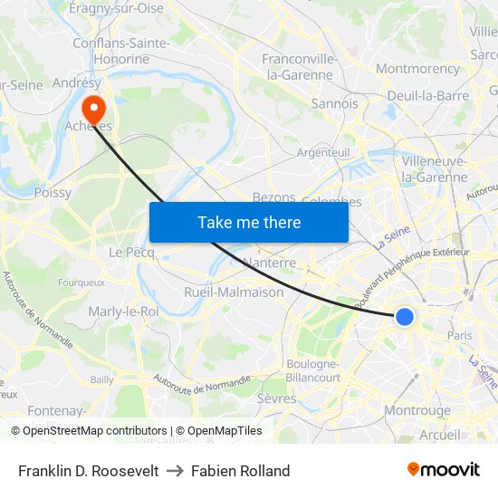 Franklin D. Roosevelt to Fabien Rolland map