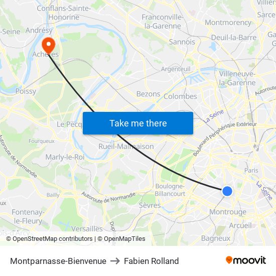 Montparnasse-Bienvenue to Fabien Rolland map