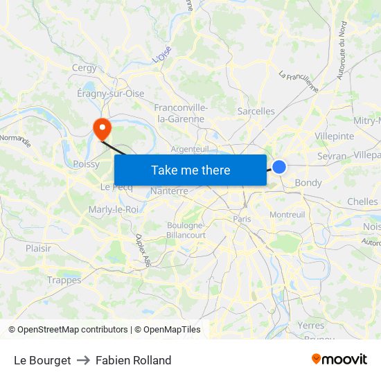 Le Bourget to Fabien Rolland map