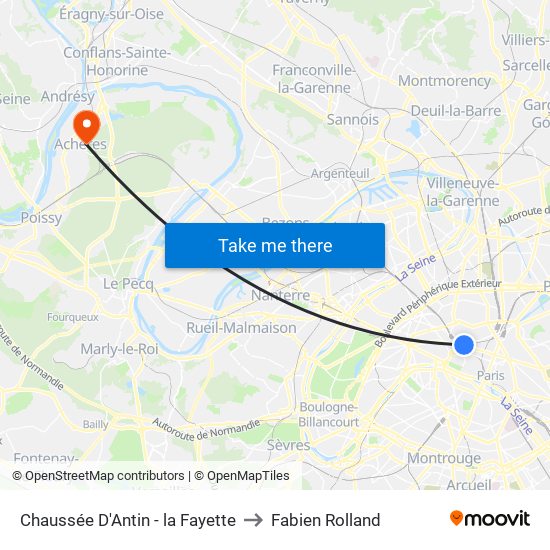 Chaussée D'Antin - la Fayette to Fabien Rolland map