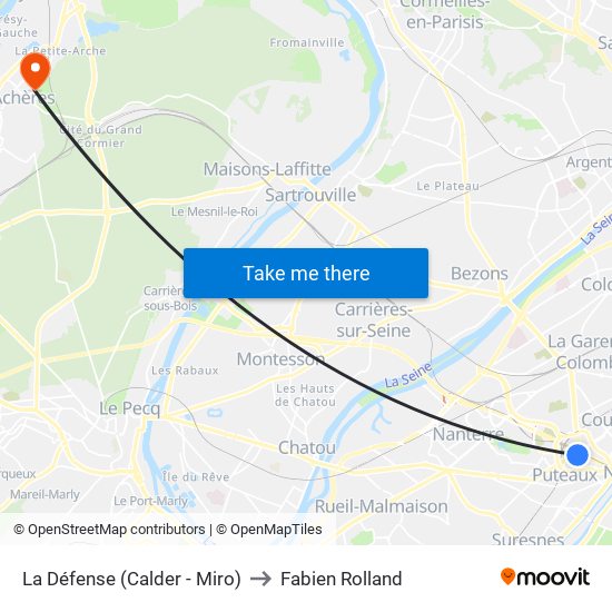 La Défense (Calder - Miro) to Fabien Rolland map