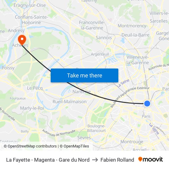 La Fayette - Magenta - Gare du Nord to Fabien Rolland map