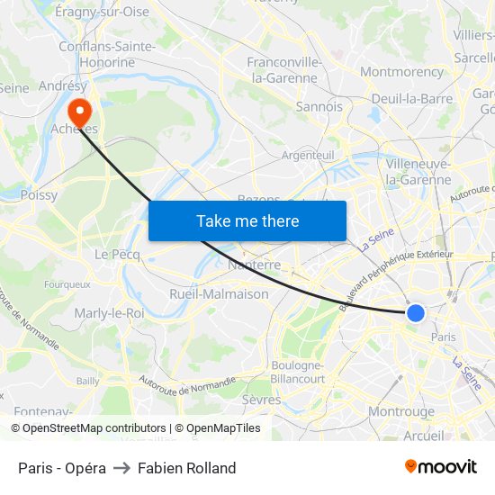 Paris - Opéra to Fabien Rolland map