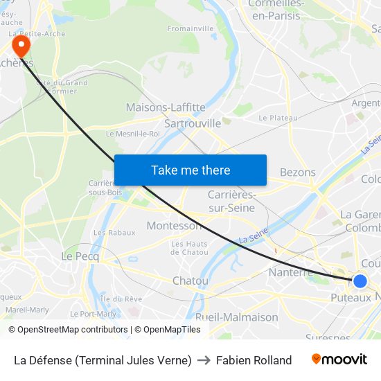 La Défense (Terminal Jules Verne) to Fabien Rolland map