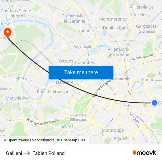 Gallieni to Fabien Rolland map