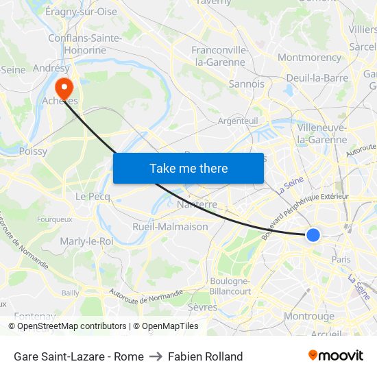 Gare Saint-Lazare - Rome to Fabien Rolland map