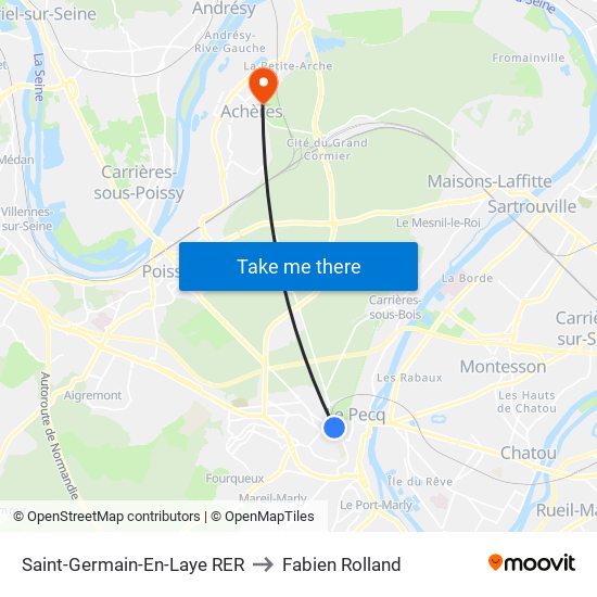 Saint-Germain-En-Laye RER to Fabien Rolland map