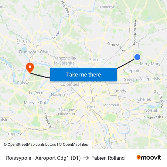 Roissypole - Aéroport Cdg1 (D1) to Fabien Rolland map