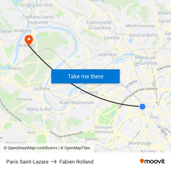 Paris Saint-Lazare to Fabien Rolland map