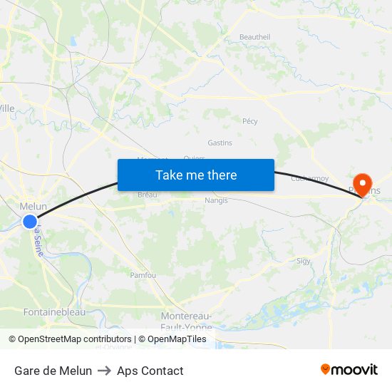Gare de Melun to Aps Contact map
