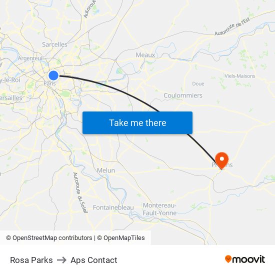 Rosa Parks to Aps Contact map