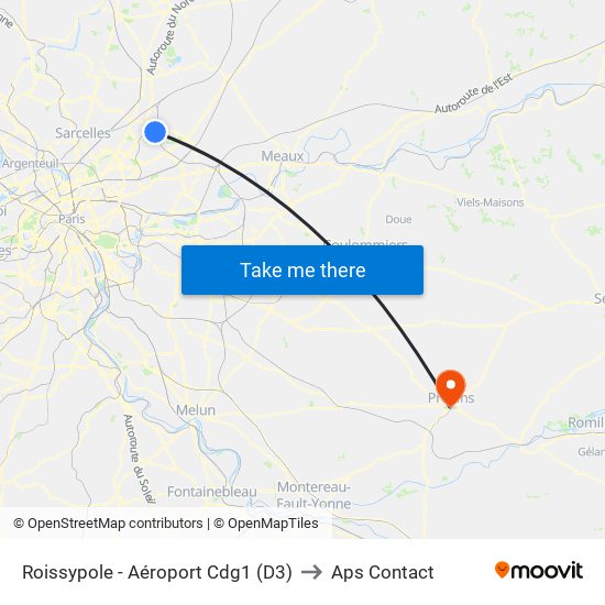 Roissypole - Aéroport Cdg1 (D3) to Aps Contact map