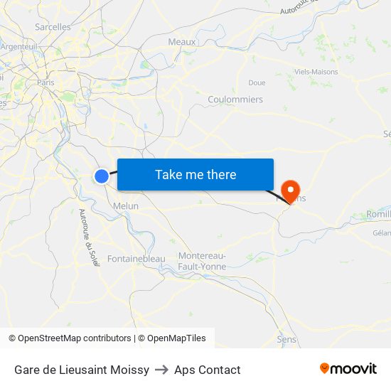 Gare de Lieusaint Moissy to Aps Contact map