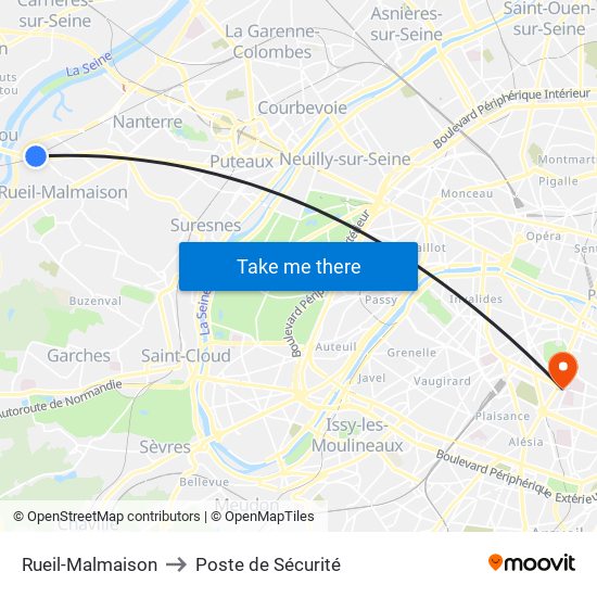 Rueil-Malmaison to Poste de Sécurité map