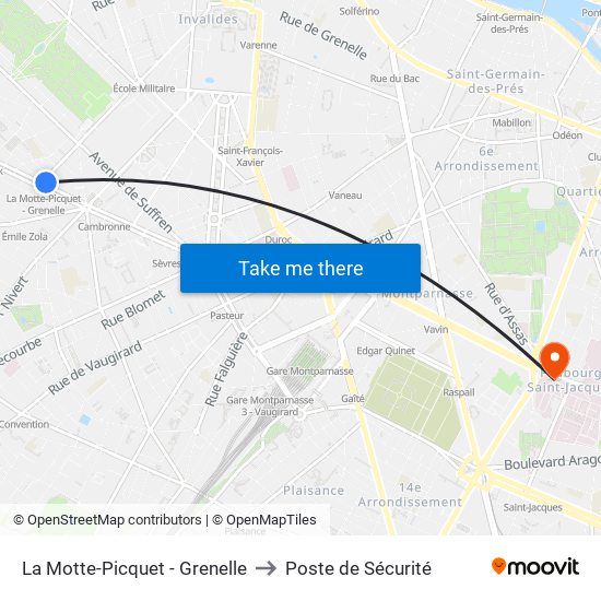 La Motte-Picquet - Grenelle to Poste de Sécurité map