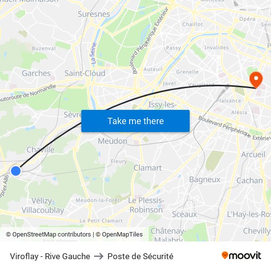 Viroflay - Rive Gauche to Poste de Sécurité map