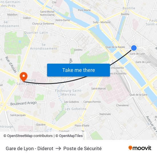 Gare de Lyon - Diderot to Poste de Sécurité map