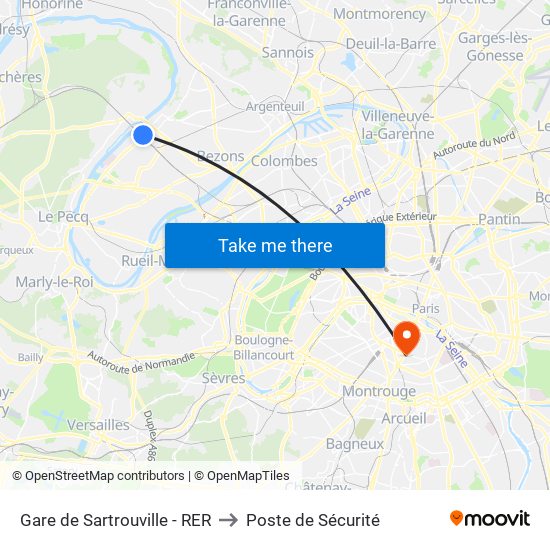 Gare de Sartrouville - RER to Poste de Sécurité map