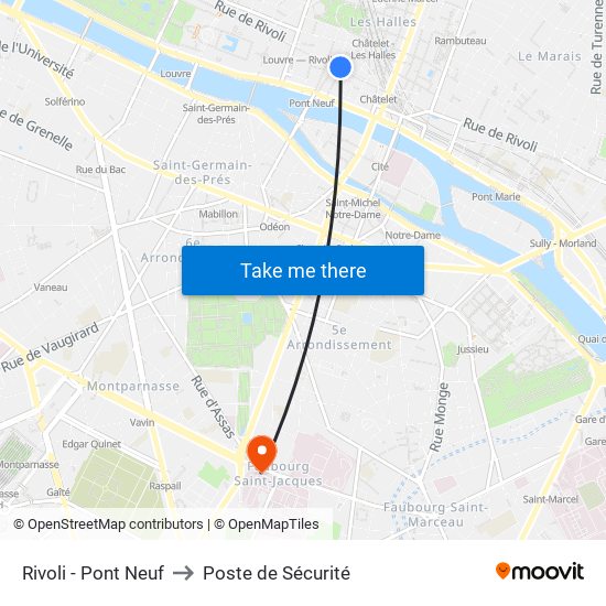Rivoli - Pont Neuf to Poste de Sécurité map