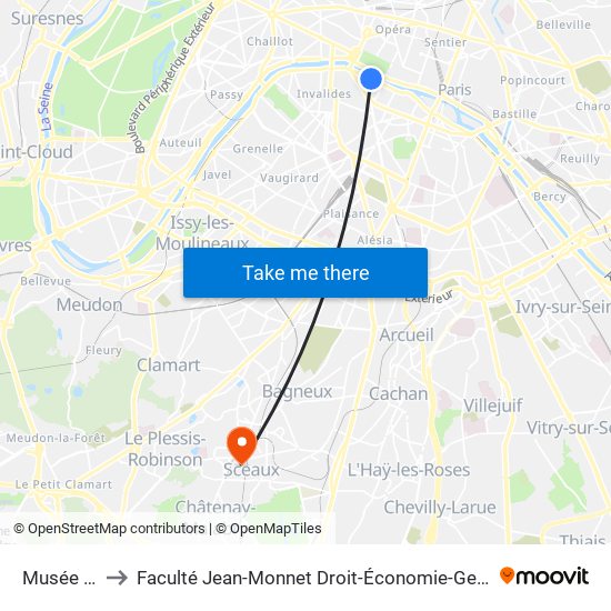 Musée D'Orsay to Faculté Jean-Monnet Droit-Économie-Gestion - Université Paris-Saclay map