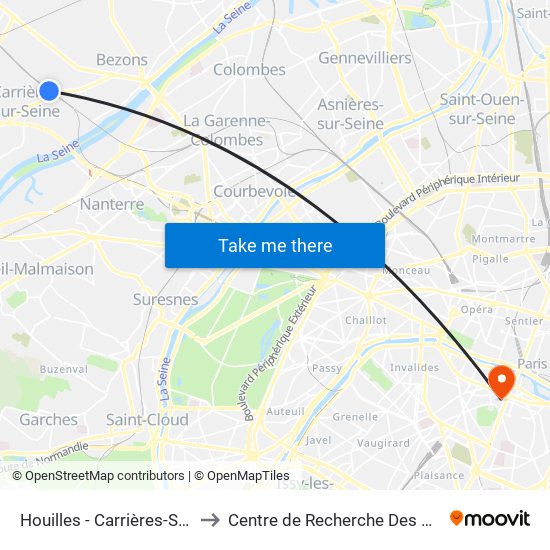 Houilles - Carrières-Sur-Seine to Centre de Recherche Des Cordeliers map