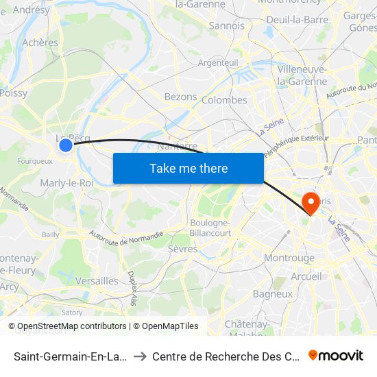 Saint-Germain-En-Laye RER to Centre de Recherche Des Cordeliers map
