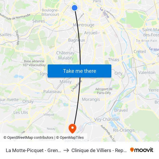 La Motte-Picquet - Grenelle to Clinique de Villiers - Repotel map