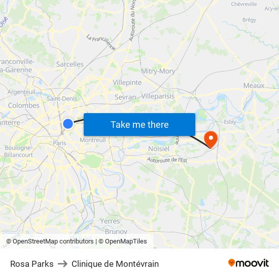 Rosa Parks to Clinique de Montévrain map