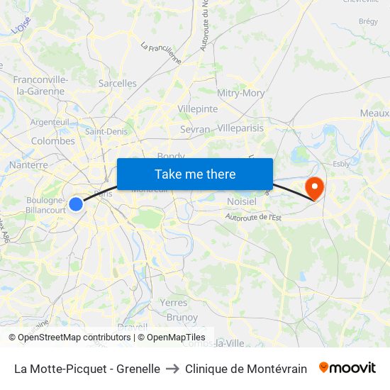 La Motte-Picquet - Grenelle to Clinique de Montévrain map