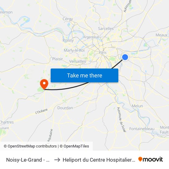 Noisy-Le-Grand - Mont D'Est to Heliport du Centre Hospitalier de Rambouillet map