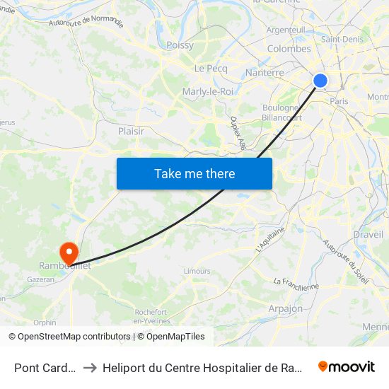 Pont Cardinet to Heliport du Centre Hospitalier de Rambouillet map