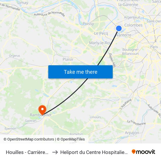 Houilles - Carrières-Sur-Seine to Heliport du Centre Hospitalier de Rambouillet map