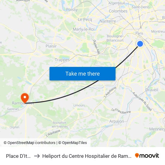 Place D'Italie to Heliport du Centre Hospitalier de Rambouillet map