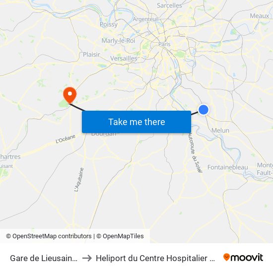 Gare de Lieusaint Moissy to Heliport du Centre Hospitalier de Rambouillet map