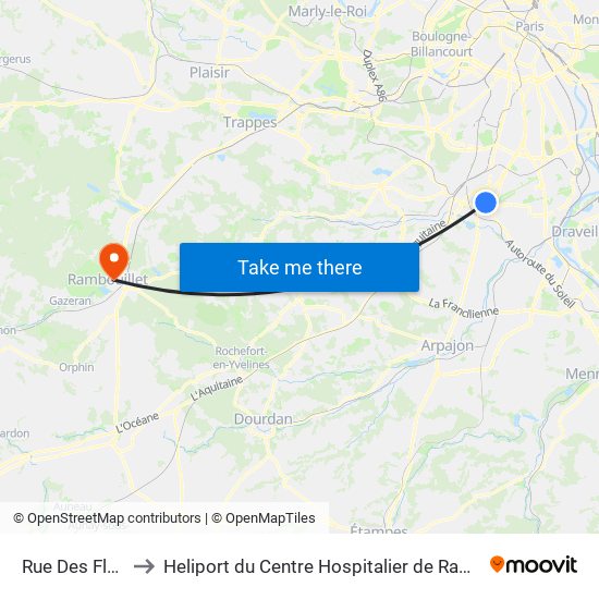 Rue Des Fleurs to Heliport du Centre Hospitalier de Rambouillet map