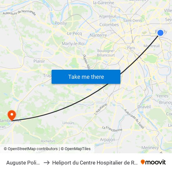 Auguste Polissard to Heliport du Centre Hospitalier de Rambouillet map