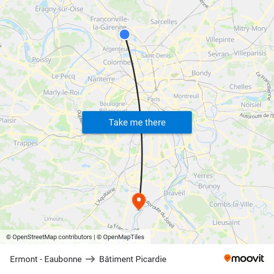 Ermont - Eaubonne to Bâtiment Picardie map