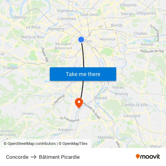 Concorde to Bâtiment Picardie map