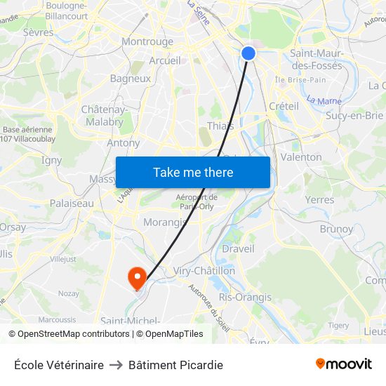 École Vétérinaire to Bâtiment Picardie map